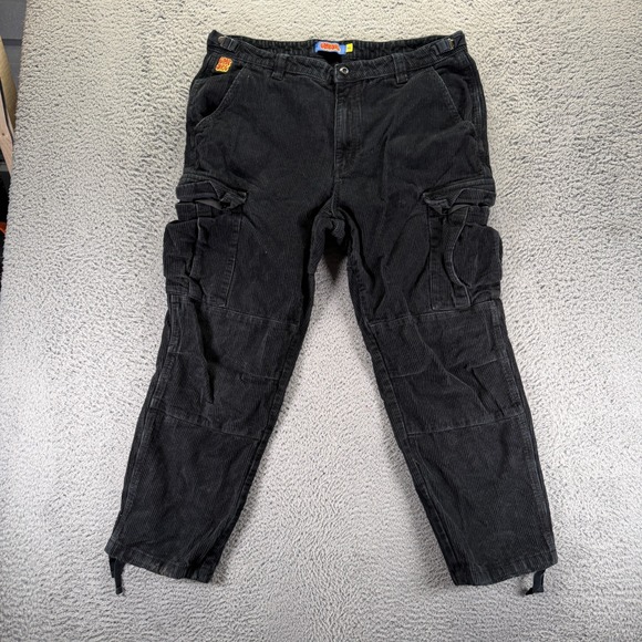 VTG Empyre Pant Mens 36x27 Black Cotton Corduroy Cargo Straight Utility Workwear